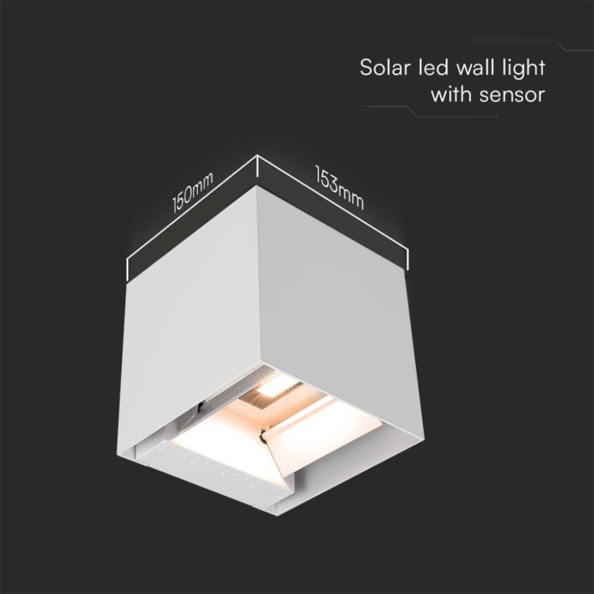 LED Kinkiet solarny z czujnikiem LED/9W/3,7V IP65 3000K 2600 mAh biały