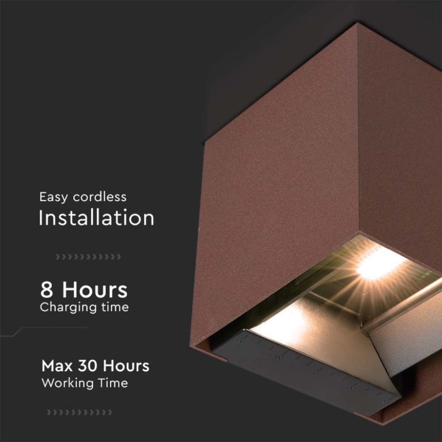 LED Kinkiet solarny z czujnikiem LED/9W/3,7V IP65 4000K 2600 mAh brązowy