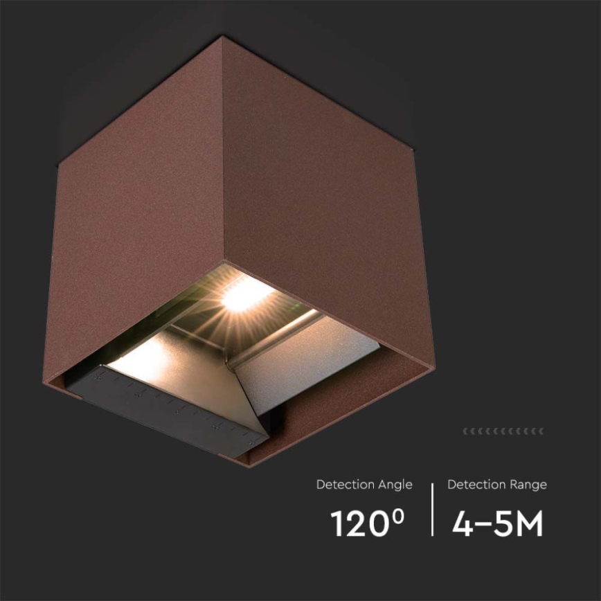 LED Kinkiet solarny z czujnikiem LED/9W/3,7V IP65 4000K 2600 mAh brązowy
