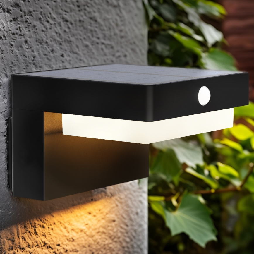 LED Kinkiet solarny z czujnikiem ruchu i zmierzchu PALERMO LED/5W/2000 mAh IP54 czarny