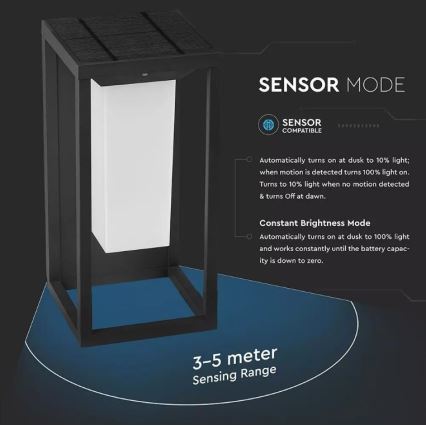 LED Kinkiet solarny z czujnikiem SAMSUNG CHIP LED/2W/3,7V IP65 2600 mAh