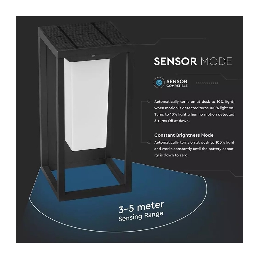 LED Kinkiet solarny z czujnikiem SAMSUNG CHIP LED/2W/3,7V IP65 2600 mAh