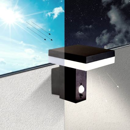 LED Kinkiet solarny z czujnikiem SOLARIS2 LED/5,5W/3,7V 4000K IP44 2600 mAh