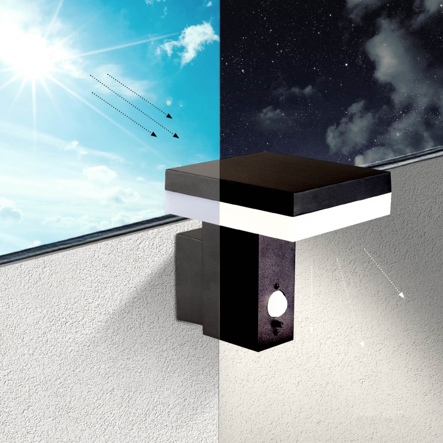 LED Kinkiet solarny z czujnikiem SOLARIS2 LED/5,5W/3,7V 4000K IP44 2600 mAh
