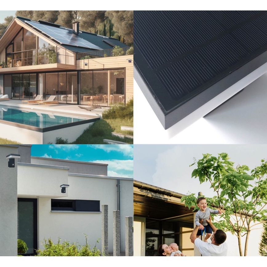 LED Kinkiet solarny z czujnikiem SOLARIS2 LED/5,5W/3,7V 4000K IP44 2600 mAh