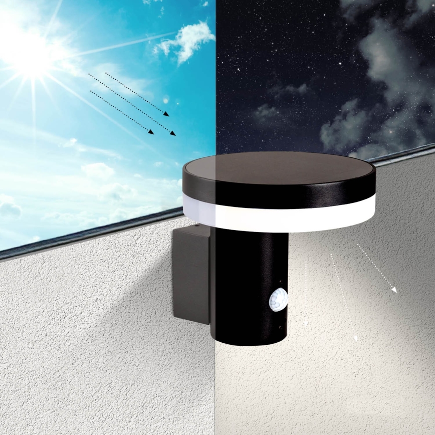 LED Kinkiet solarny z czujnikiem SOLARIS3 LED/5,5W/3,7V 4000K IP44 2600 mAh