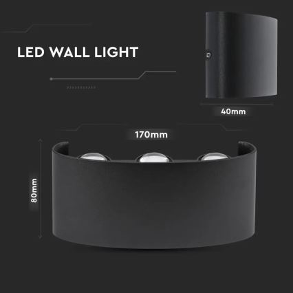 LED Kinkiet zewnętrzny 3xLED/6W/230V IP54 4000K czarny
