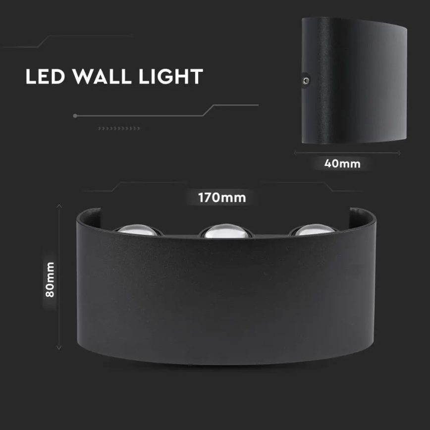 LED Kinkiet zewnętrzny 3xLED/6W/230V IP54 4000K czarny