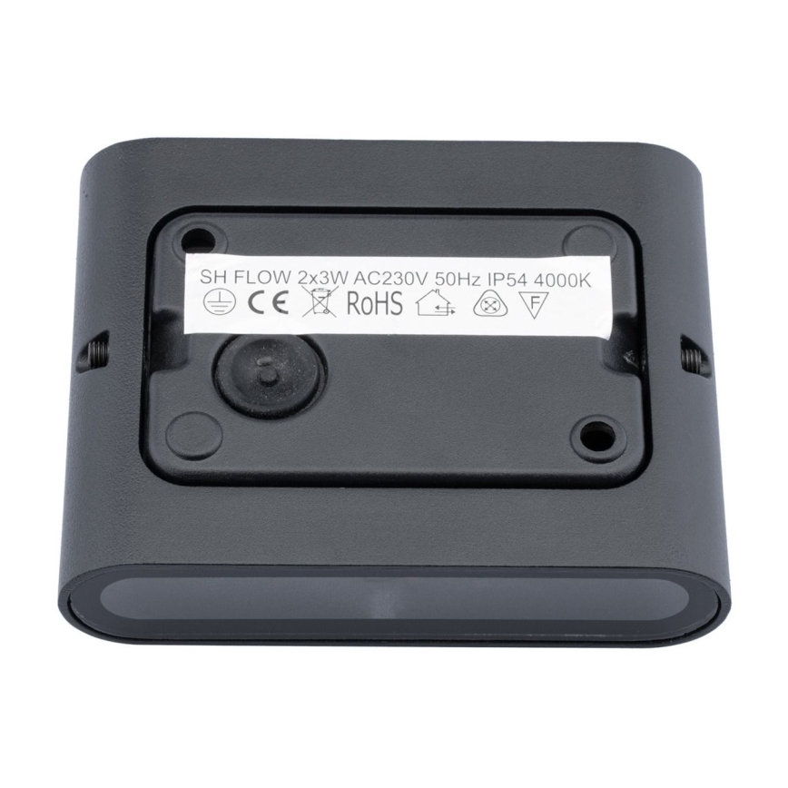LED Kinkiet zewnętrzny FLOW 2xLED/3W/230V IP54 czarny