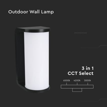 LED Kinkiet zewnętrzny LED/12W/230V 3000/4200/6500K IP65 czarny