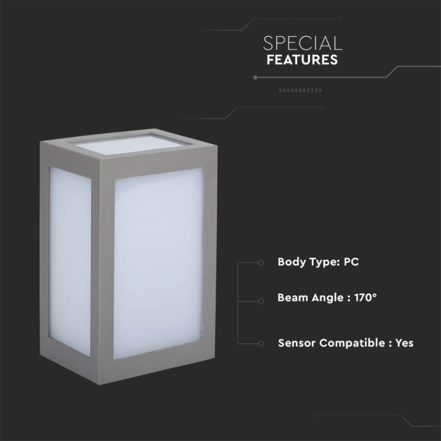 LED Kinkiet zewnętrzny LED/12W/230V 4000K IP65 szary