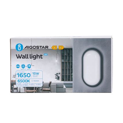 LED Kinkiet zewnętrzny LED/15W/230V 6500K czarny IP65