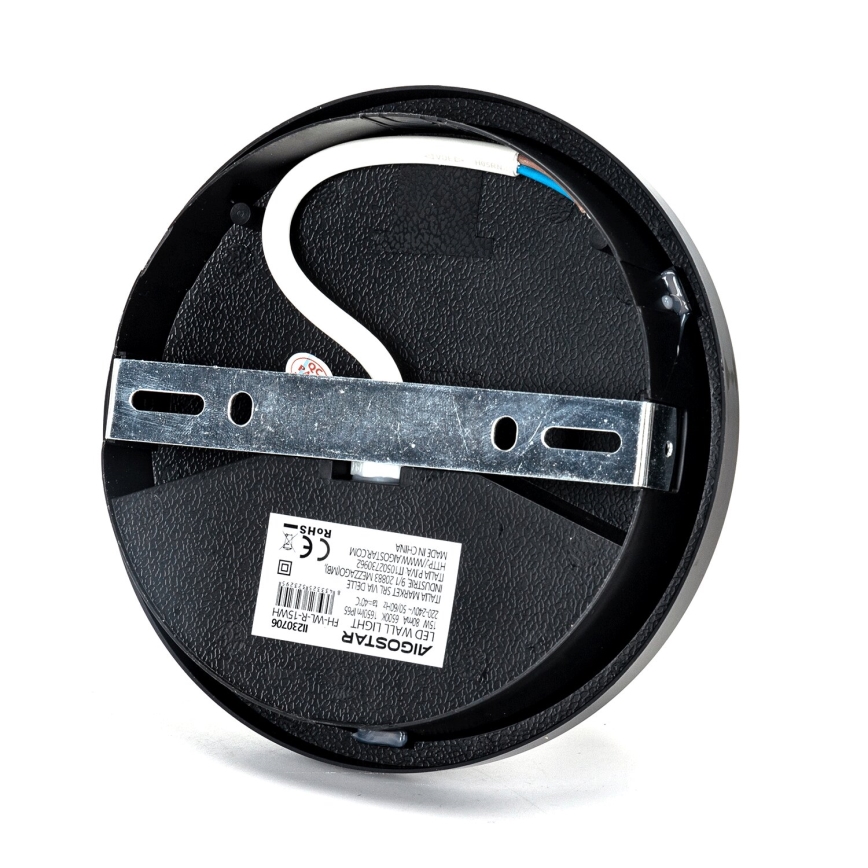 LED Kinkiet zewnętrzny LED/15W/230V 6500K śr. 15,5 cm czarny IP65