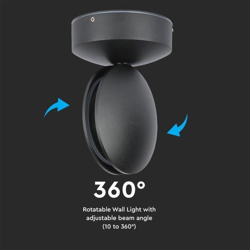LED zewnętrzny naścienne flexible jasny LED/7W/230V 4000K IP65 czarny