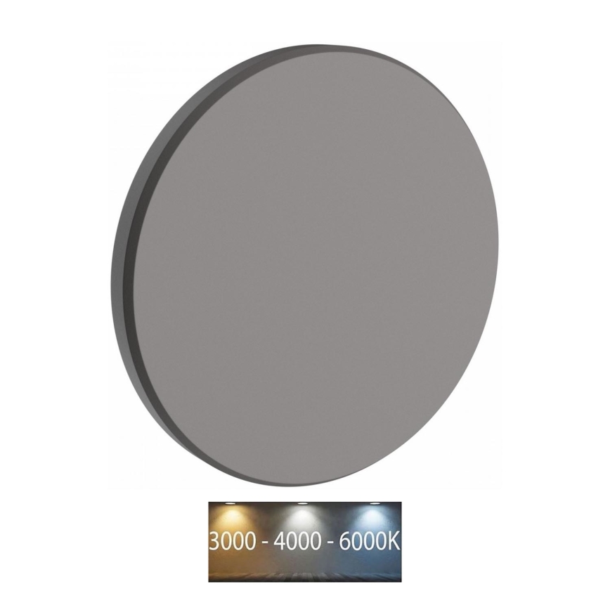 LED Kinkiet zewnętrzny PIATTA LED/18W/230V 3000/4000/6000K śr. 25 cm IP44 szary