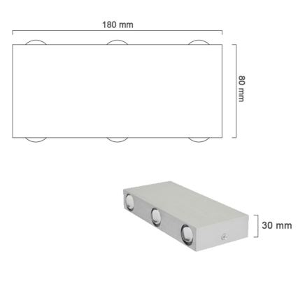 LED Kinkiet zewnętrzny SILBER 6xLED/1W/230V IP54