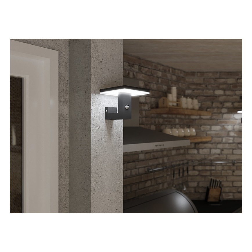 LED Kinkiet zewnętrzny z czujnikiem BARI LED/10W/230V 4000K IP54 antracyt