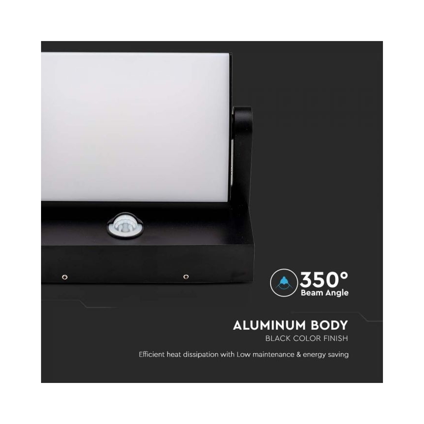 LED Kinkiet zewnętrzny z czujnikiem LED/17W/230V 3000K IP65 czarny