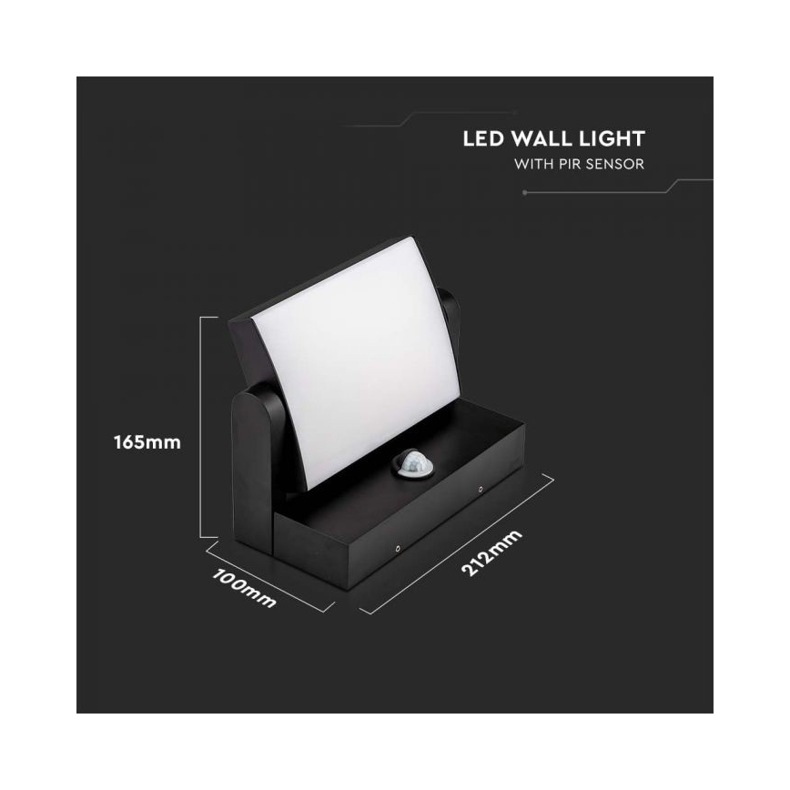 LED Kinkiet zewnętrzny z czujnikiem LED/17W/230V 3000K IP65 czarny