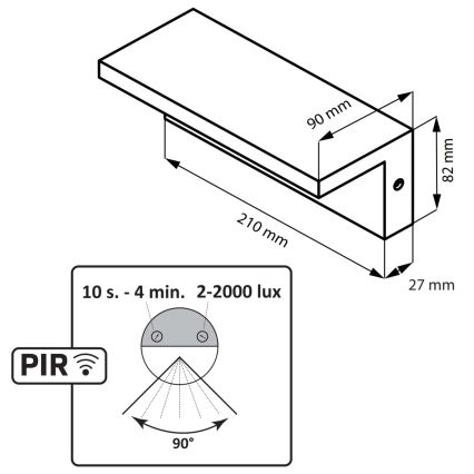 LED Kinkiet zewnętrzny z czujnikiem TESA LED/10W/230V IP54 czarny