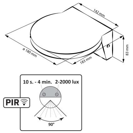 LED Kinkiet zewnętrzny z czujnikiem TESA LED/10W/230V IP54 czarny