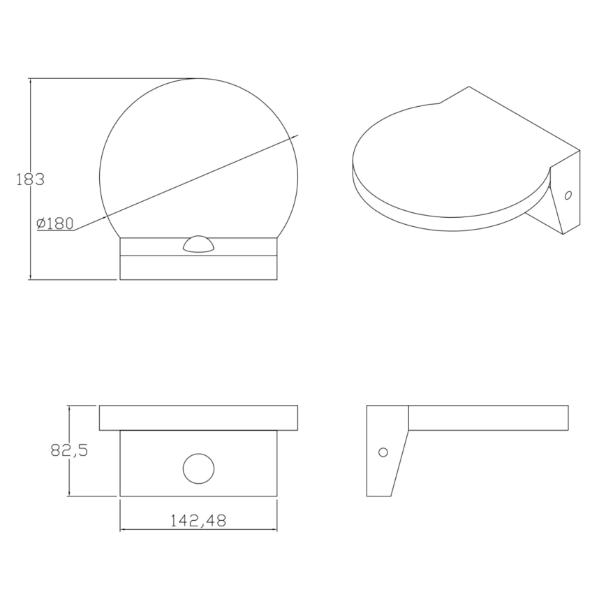LED Kinkiet zewnętrzny z czujnikiem TESA LED/10W/230V IP54 czarny