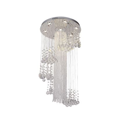 Kryształowy plafon NAURU LED/24W/230V Ø 45 cm błyszczący chrom + pilot zdalnego sterowania