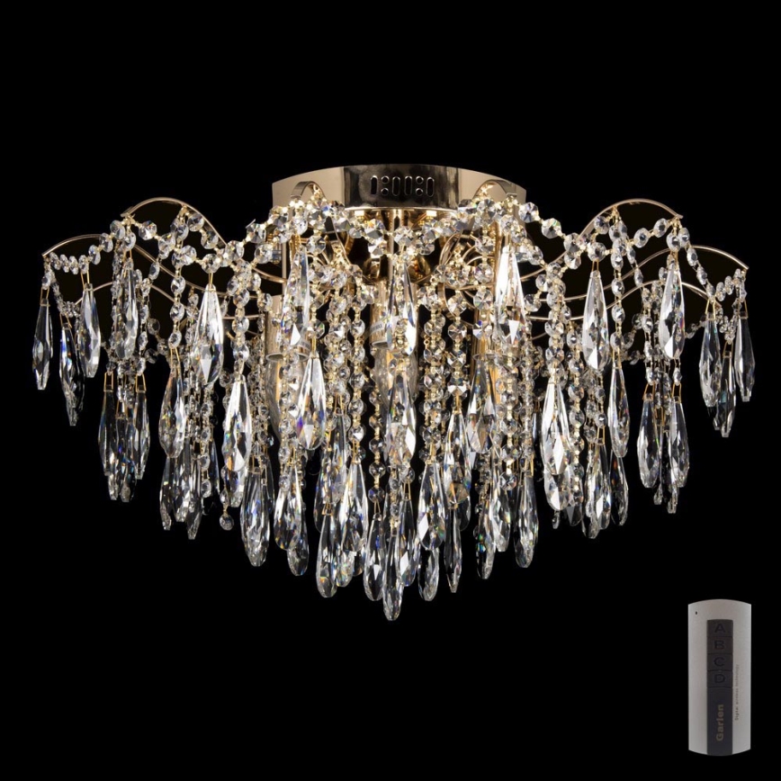 LED Kryształowy plafon 6xE27/60W/230V + 6xLED/3W + pilot zdalnego sterowania