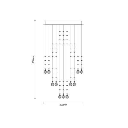 Kryształowy plafon LED NAURU LED/24W/230V śr. 40 cm błyszczący chrom + pilot zdalnego sterowania