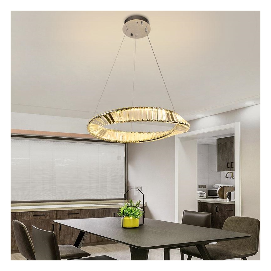 Regulowany LED kryształowy żyrandol na linkę LED/40W/230V 3000-6500K + pilot do zdalnego sterowania