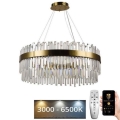 LED Kryształowy żyrandol na linkach ściemnialny LED/110W/230V 3000-6500K złoty + pilot do sterowania