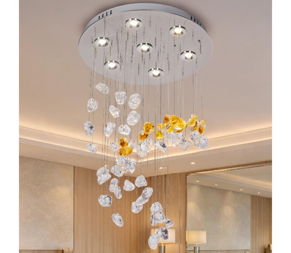 LED Kryształowy plafon AVARA LED/24W/230V śr. 40 cm chrom błyszczący + pilot