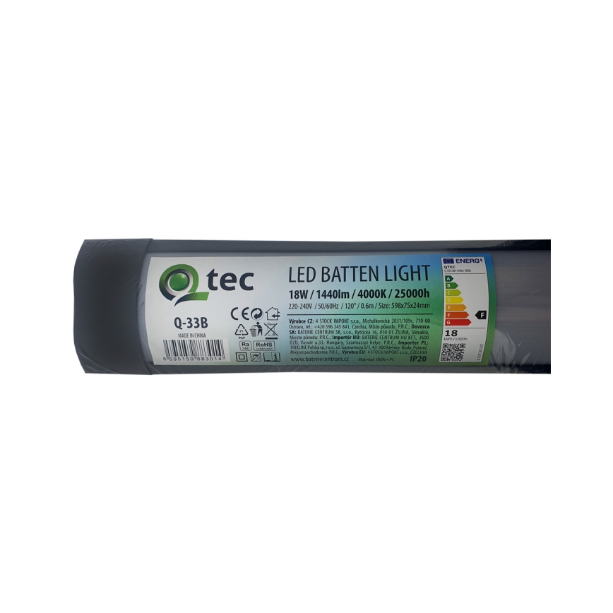 LED Kuchenne oświetlenie podszafkowe QTEC LED/18W/230V 60 cm czarne
