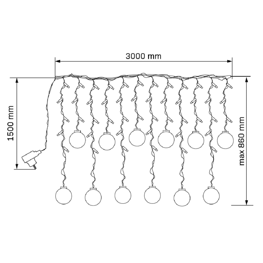 LED Kurtyna bożonarodzeniowa WISH BALLS 108xLED/8 funkcje 4,5 m ciepła biel