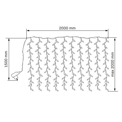 LED Kurtyna świąteczna LONGER 150xLED/8 funkcji 3,5 m ciepła biel