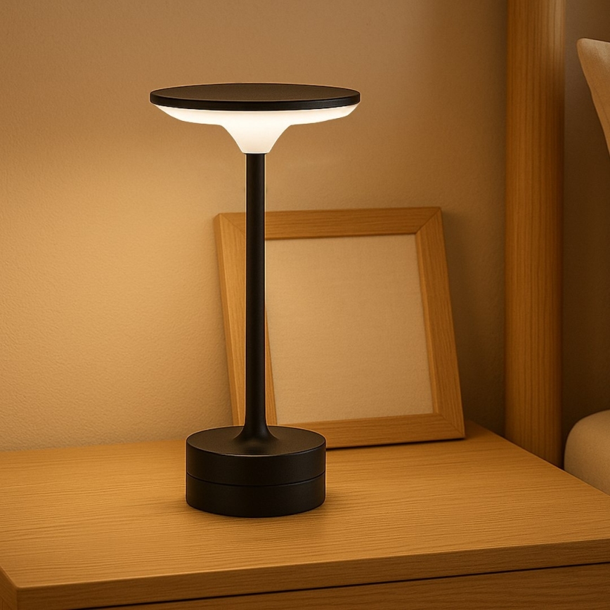 LED ładowalna dotykowa lampa biurkowa TAVOLO LED/2,5W/5V 2400 mAh 3000-6000K czarna