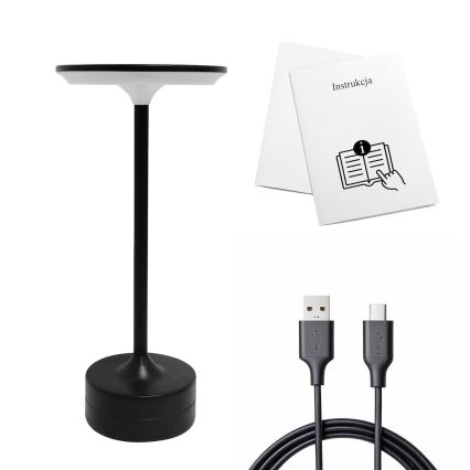 LED ładowalna dotykowa lampa biurkowa TAVOLO LED/2,5W/5V 2400 mAh 3000-6000K czarna