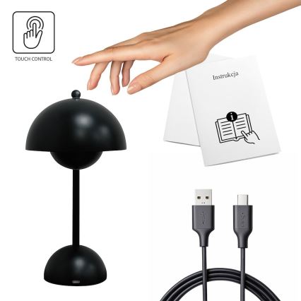 LED ładowalna dotykowa lampka biurkowa COSTA LED/3W/5V 2400 mAh 3000-6000K czarna