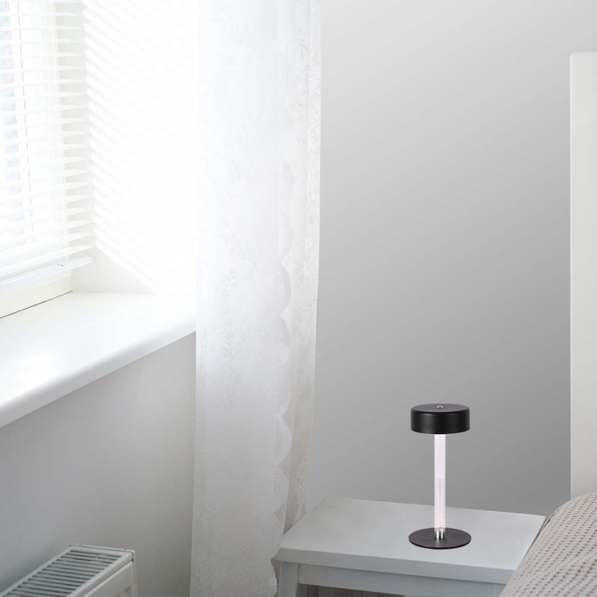 LED Regulowana dotykowa lampka stołowa z ładowaniem LED/3W/5V 3000-6000K 2400 mAh czarna