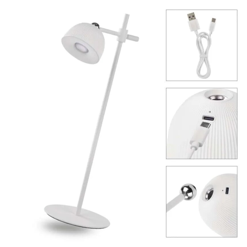 LED Regulowana lampka biurkowa ładowalna magnetyczna 4w1 LED/4,2W/3,7V 4000K 1200mAh biała