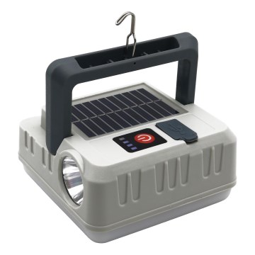 LED Ładowalna lampa solarna z funkcją ściemniania i powerbanki LED/1W/5,5V 8000K IPX4 1200 mAh szara