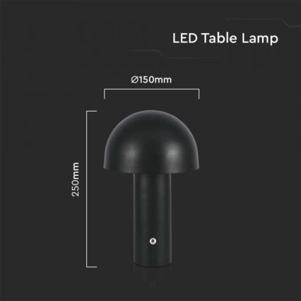 LED Regulowana jasność, ładowalna, dotykowa lampa stołowa LED/1W/5V 3000-6000K 1800 mAh czarna