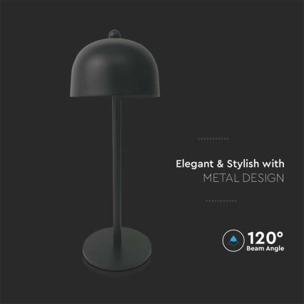 LED Regulowana jasność, ładowalna, dotykowa lampa stołowa LED/1W/5V 3000-6000K 1800 mAh czarna