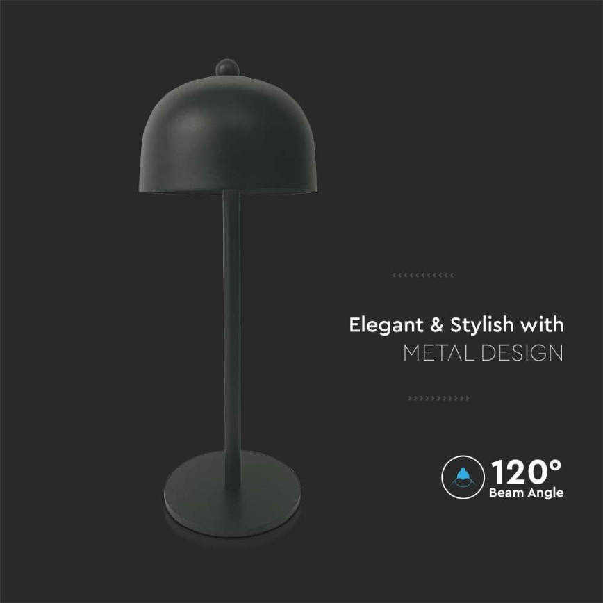 LED Regulowana jasność, ładowalna, dotykowa lampa stołowa LED/1W/5V 3000-6000K 1800 mAh czarna