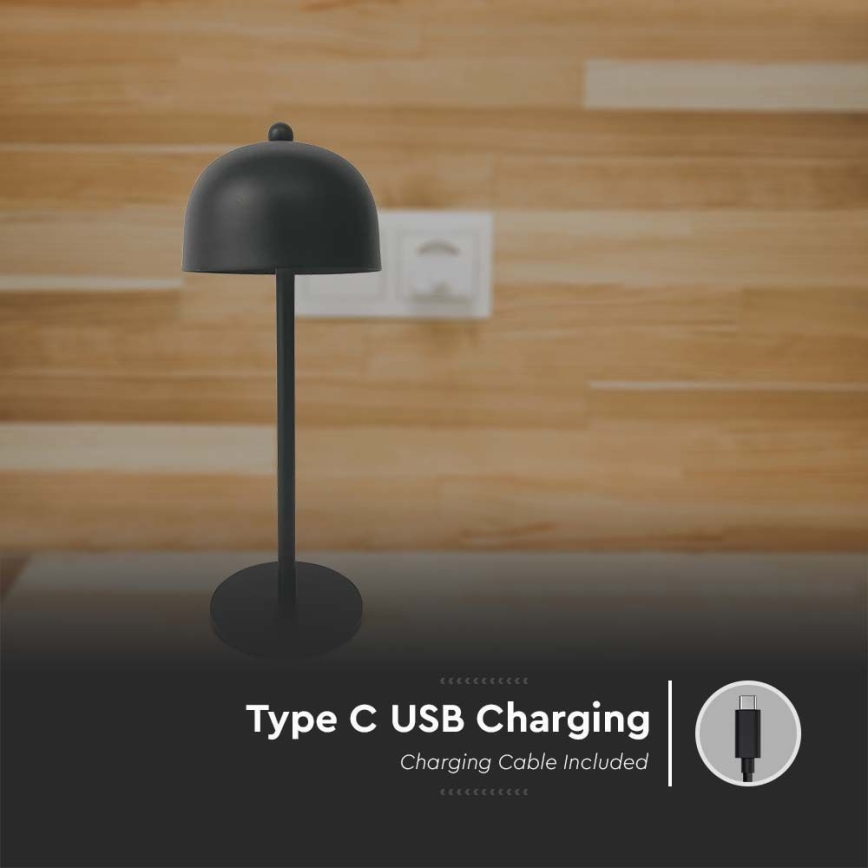 LED Regulowana jasność, ładowalna, dotykowa lampa stołowa LED/1W/5V 3000-6000K 1800 mAh czarna