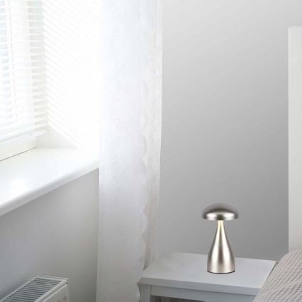 LED Regulowana jasnością, ładowalna lampa stołowa z dotykowym sterowaniem LED/1W/5V 3000-6000K 1800 mAh srebrna