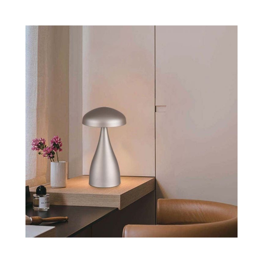 LED Regulowana jasnością, ładowalna lampa stołowa z dotykowym sterowaniem LED/1W/5V 3000-6000K 1800 mAh srebrna