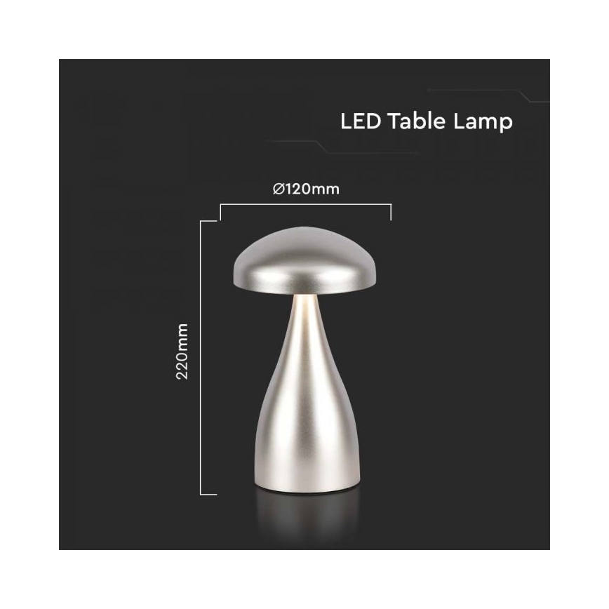LED Regulowana jasnością, ładowalna lampa stołowa z dotykowym sterowaniem LED/1W/5V 3000-6000K 1800 mAh srebrna