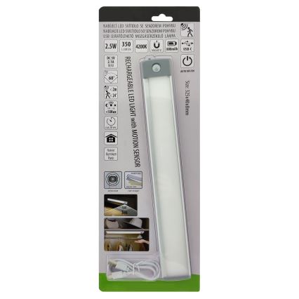 LED Ładowalna lampka meblowa z czujnikiem LED/2,5W/5V USB 800 mAh 4200K 32,5 cm