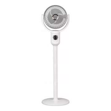 LED Ładowalny wentylator stojący z oświetleniem LED LED/4,8W/5V USB 7200 mAh biały + pilot zdalnego sterowania